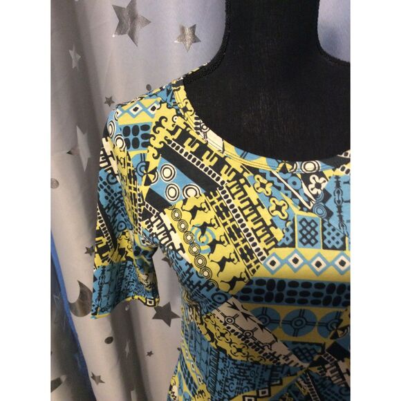 New NWT LuLaRoe Print Dress Stretch Julia Large L Short Sleeve - Picture 2 of 5